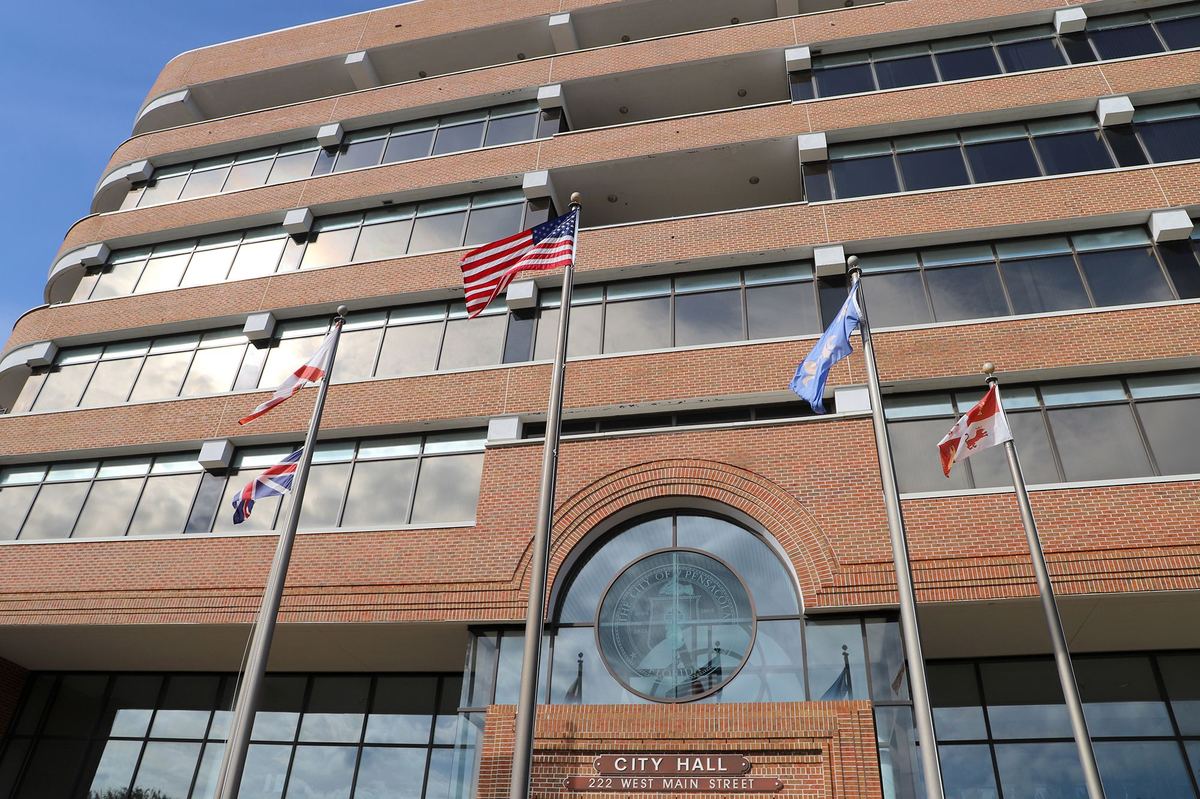 Pensacola City Hall, where elected officials' salaries are public record under Florida law